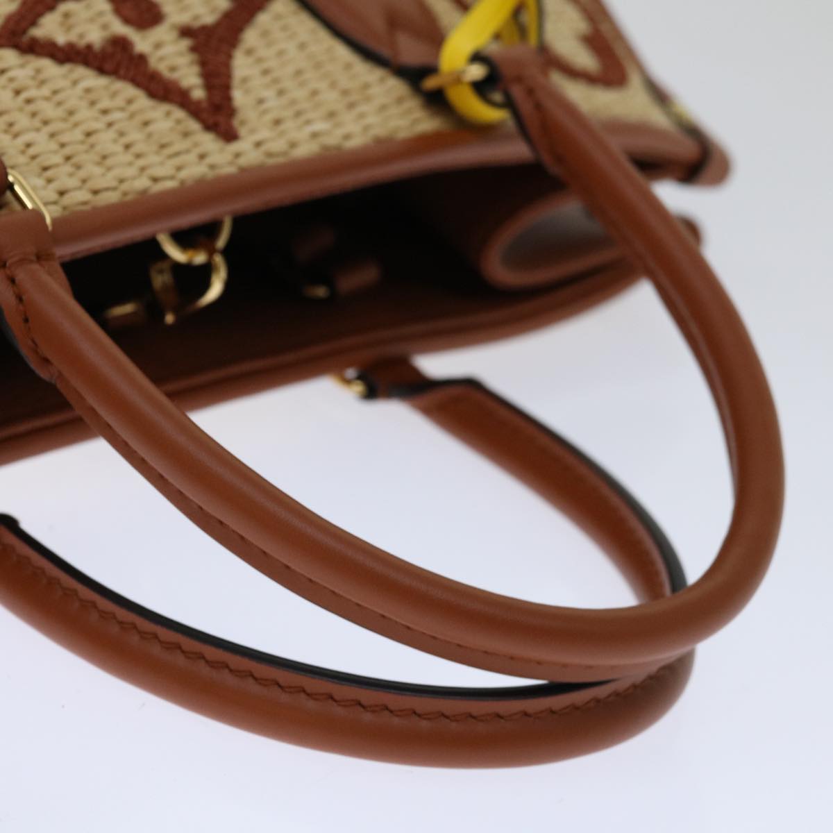 LOUIS VUITTON Monogram Raffia On The Go MM Bag 2way Beige M57707 LV Auth 67307S