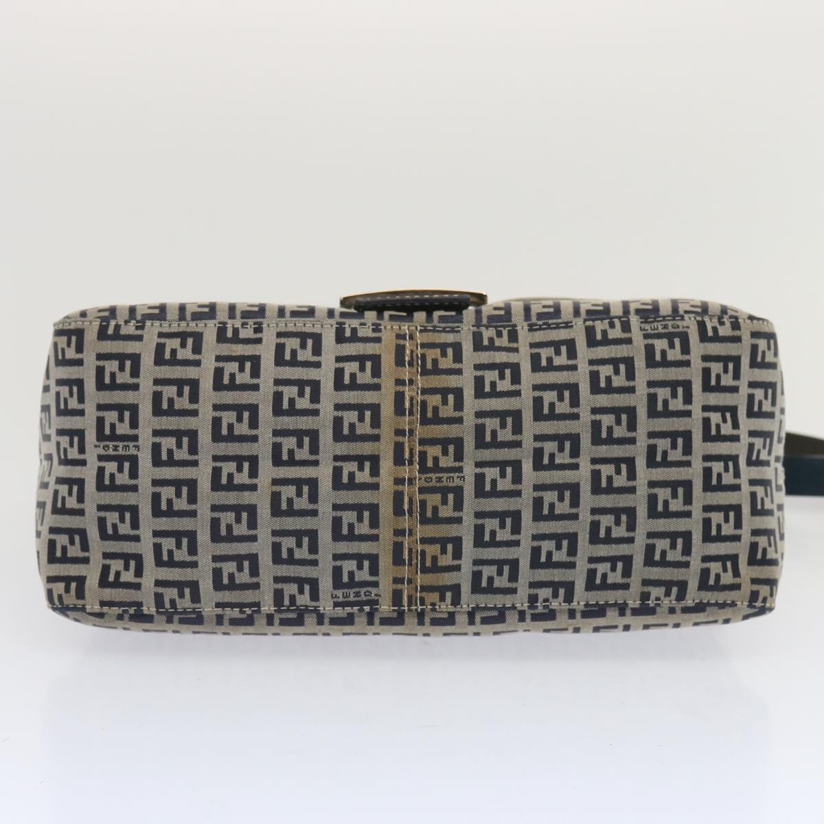 FENDI Zucchino Canvas Mamma Baguette Shoulder Bag Navy Auth 67319