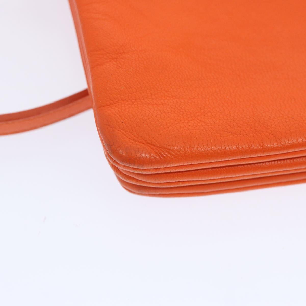 CELINE Trio Small Shoulder Bag Leather Orange Auth 67320