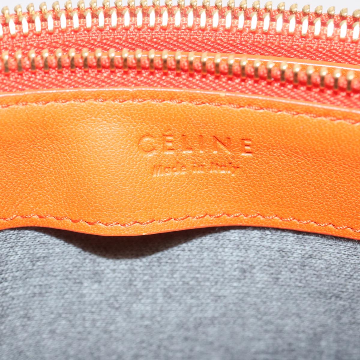 CELINE Trio Small Shoulder Bag Leather Orange Auth 67320