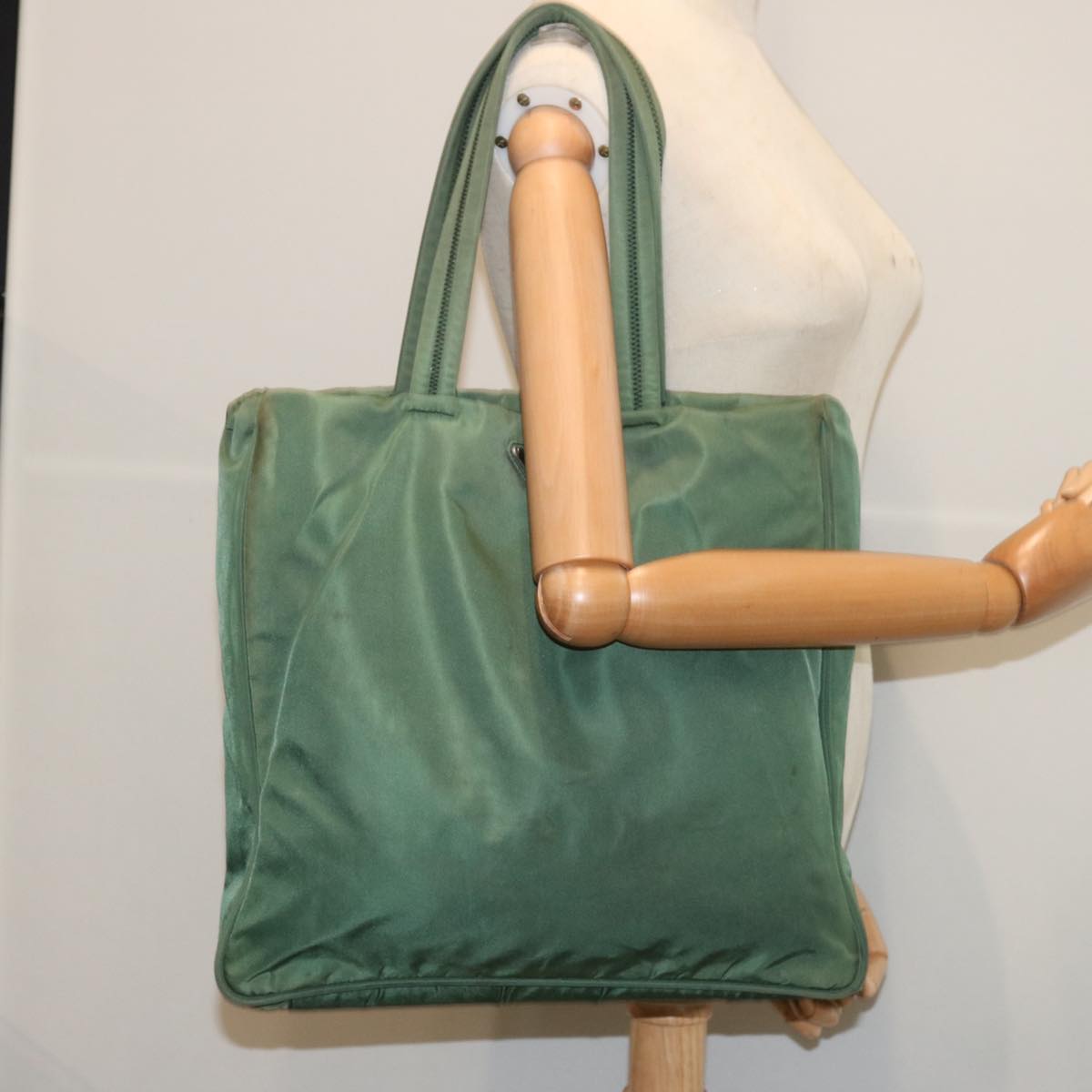 PRADA Tote Bag Nylon Green Auth 67330