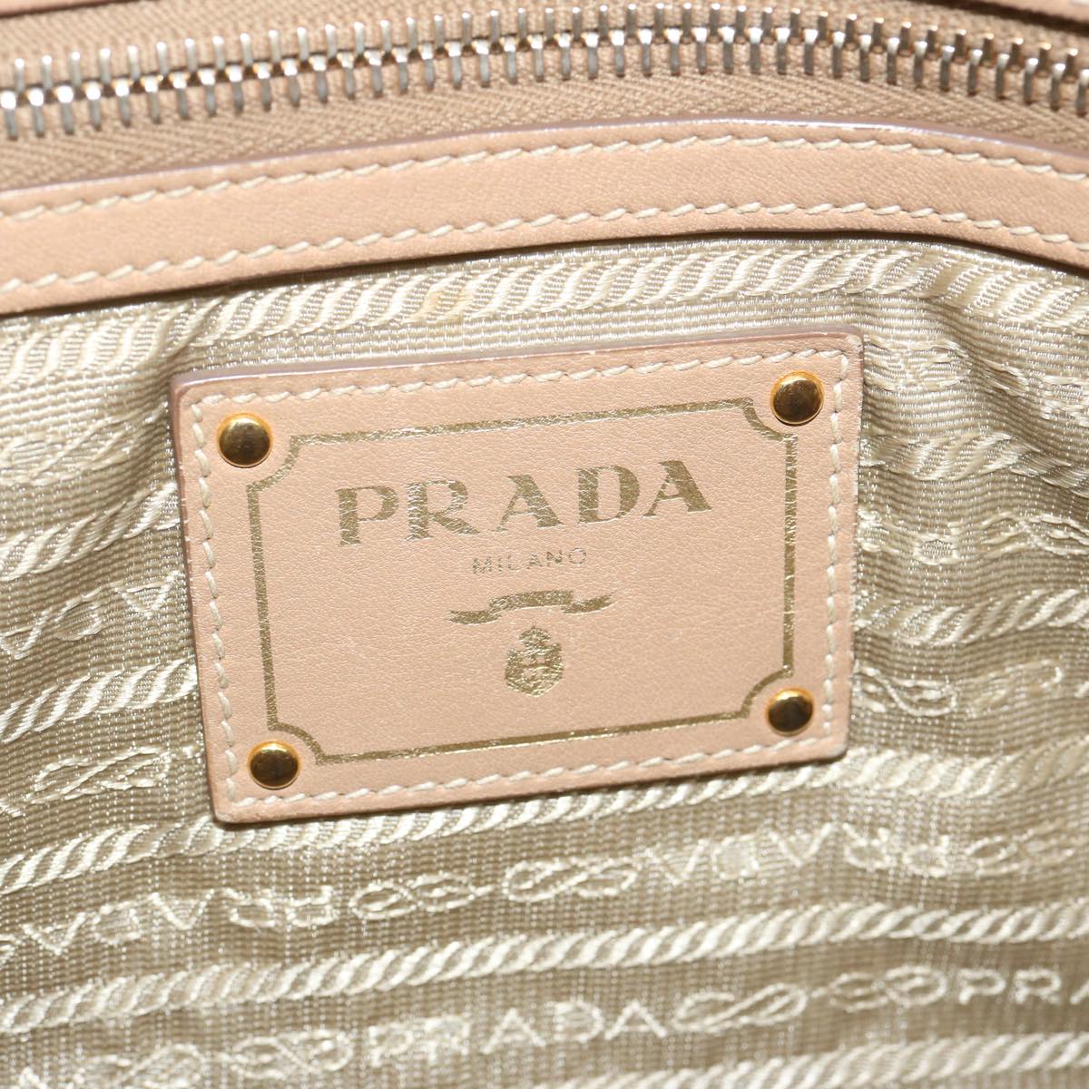 PRADA Tote Bag Leather 2way Beige Auth 67339