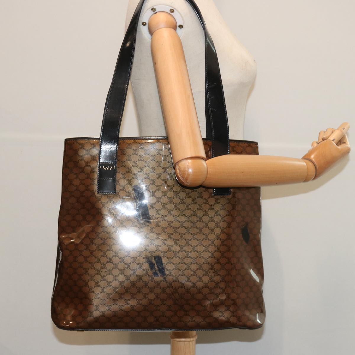 CELINE Macadam Canvas Tote Bag Brown Auth 67344