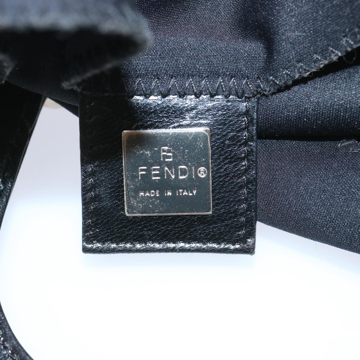 FENDI Hand Bag Nylon Black Auth 67349