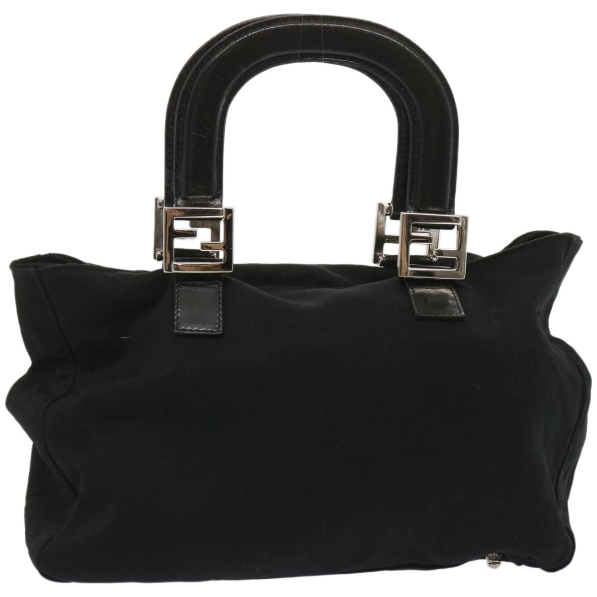 FENDI Hand Bag Nylon Black Auth 67349