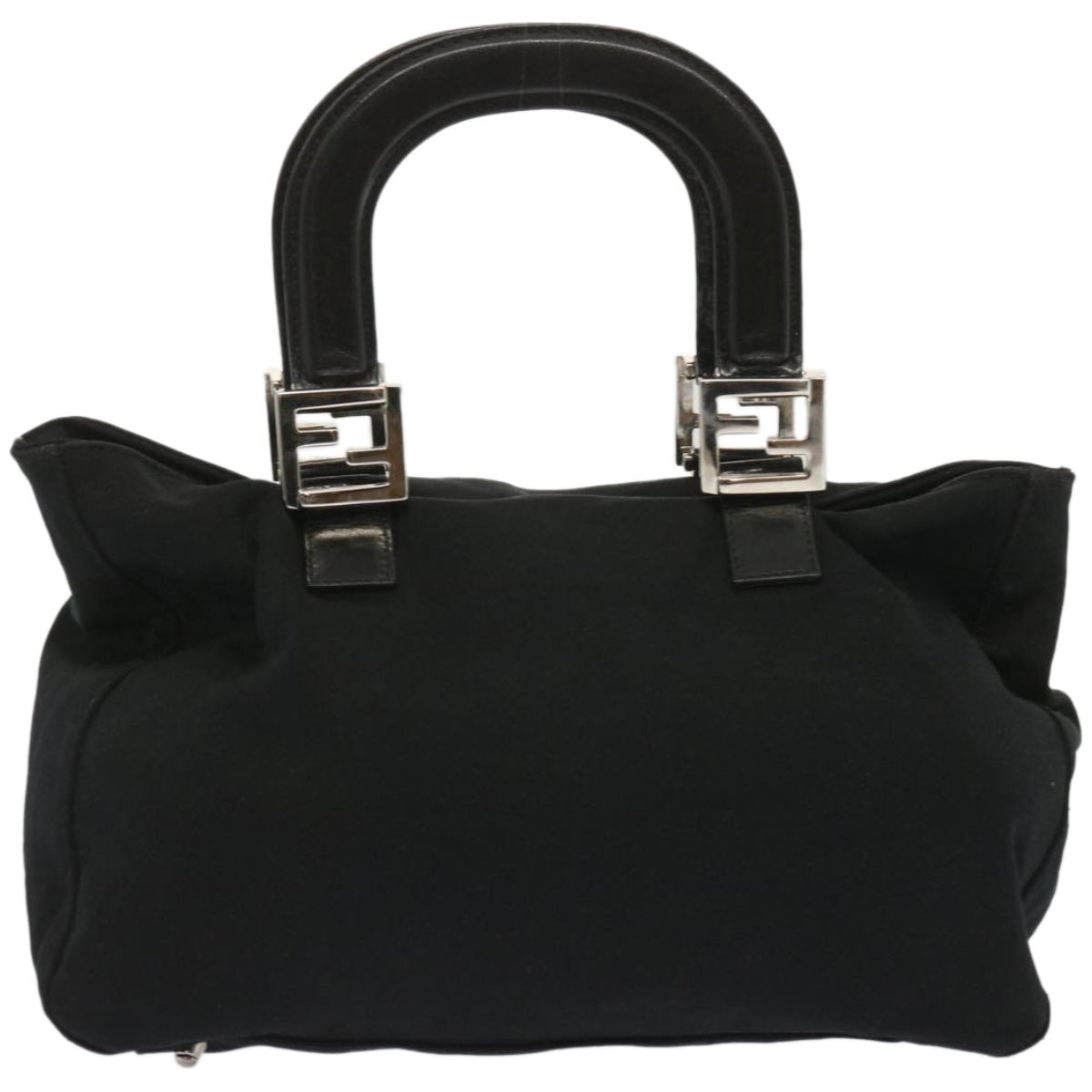 FENDI Hand Bag Nylon Black Auth 67349