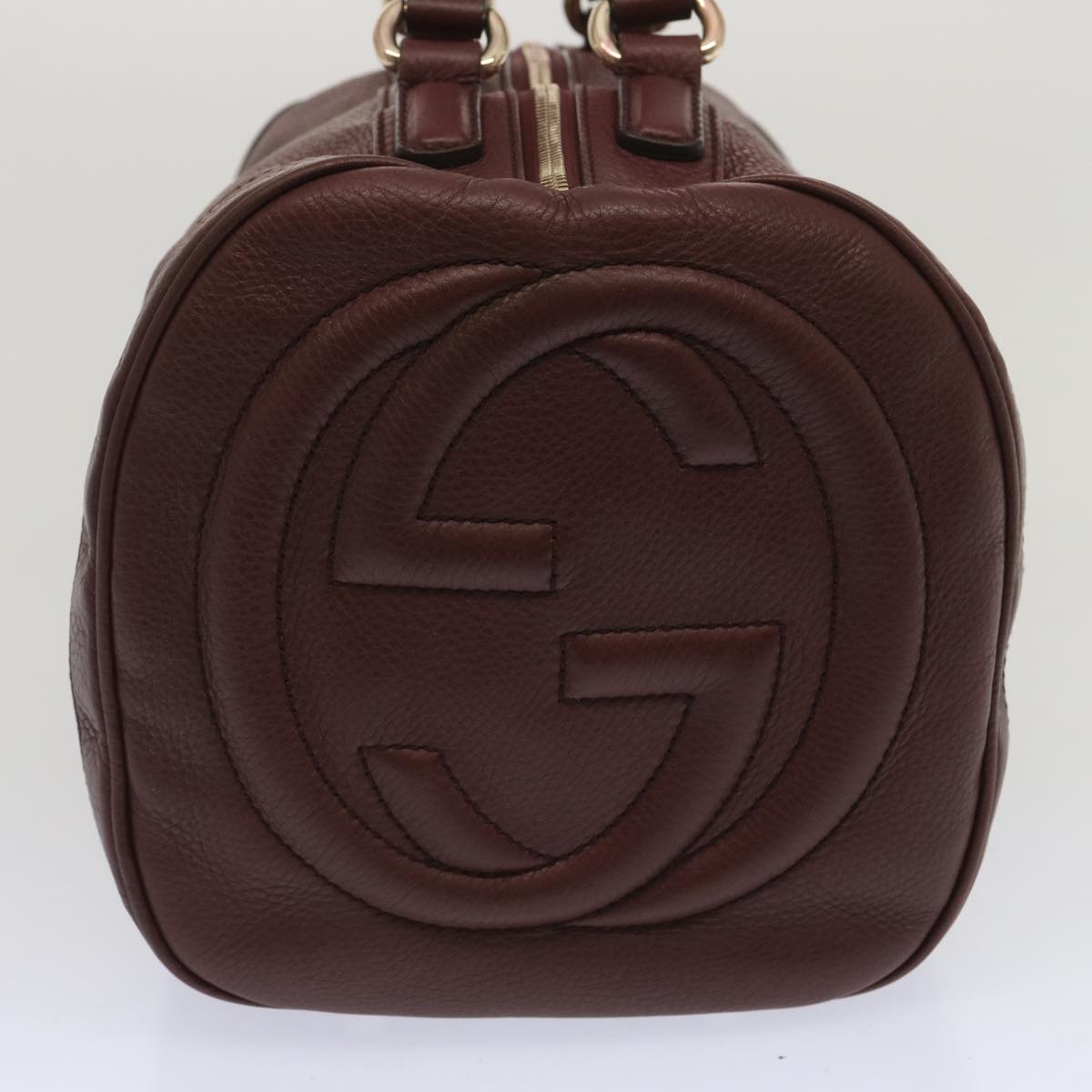 GUCCI Soho Boston Bag Leather Wine Red 282302 Auth 67353