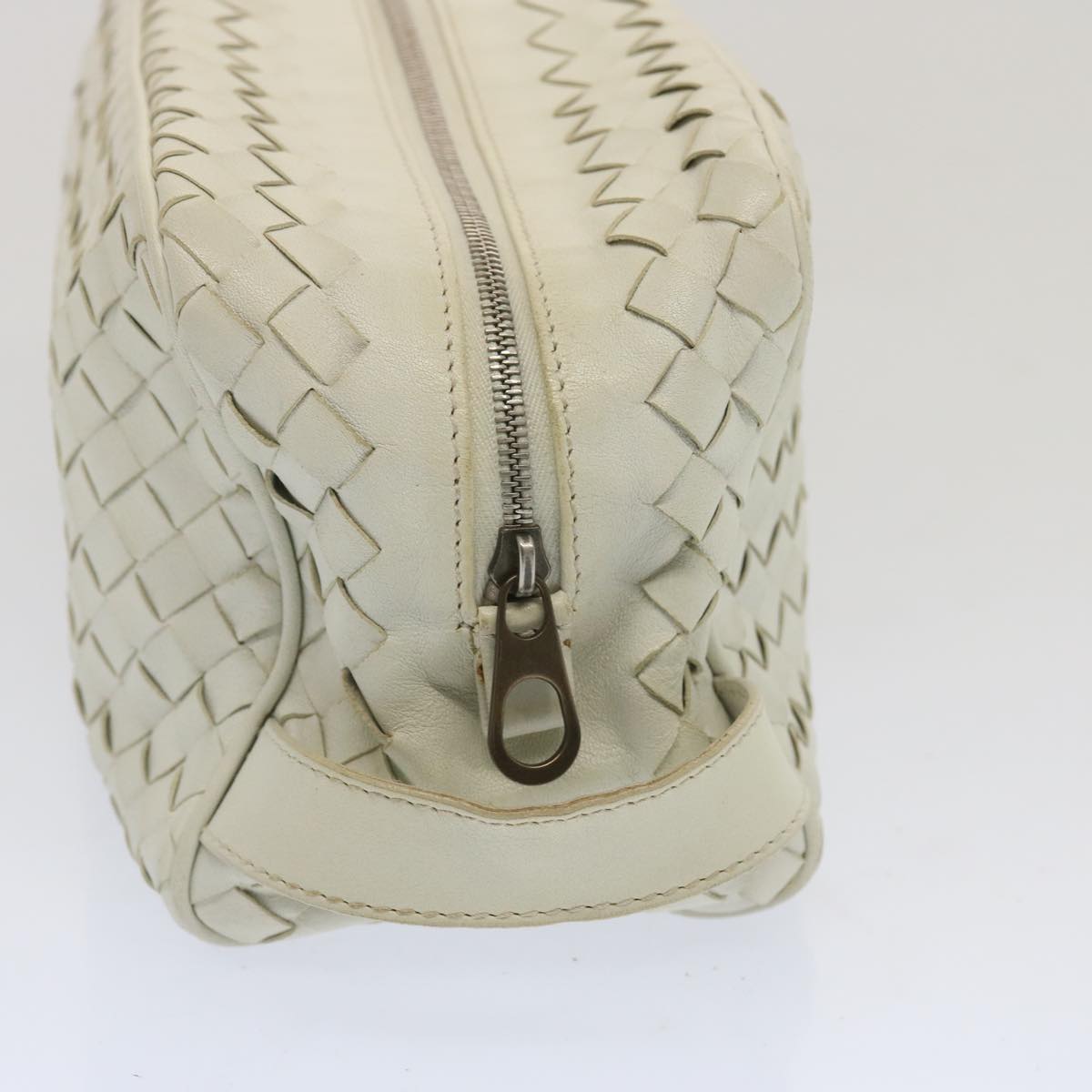 BOTTEGA VENETA INTRECCIATO Clutch Bag Leather White 174361 Auth 67355