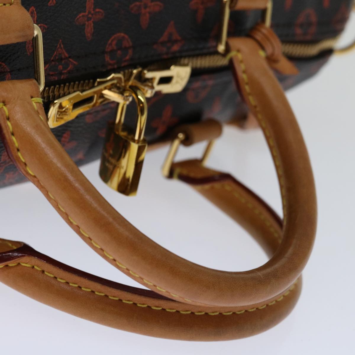 LOUIS VUITTON Catgram Speedy Bandouliere 30 Hand Bag Brown M44401 LV Auth 67374A