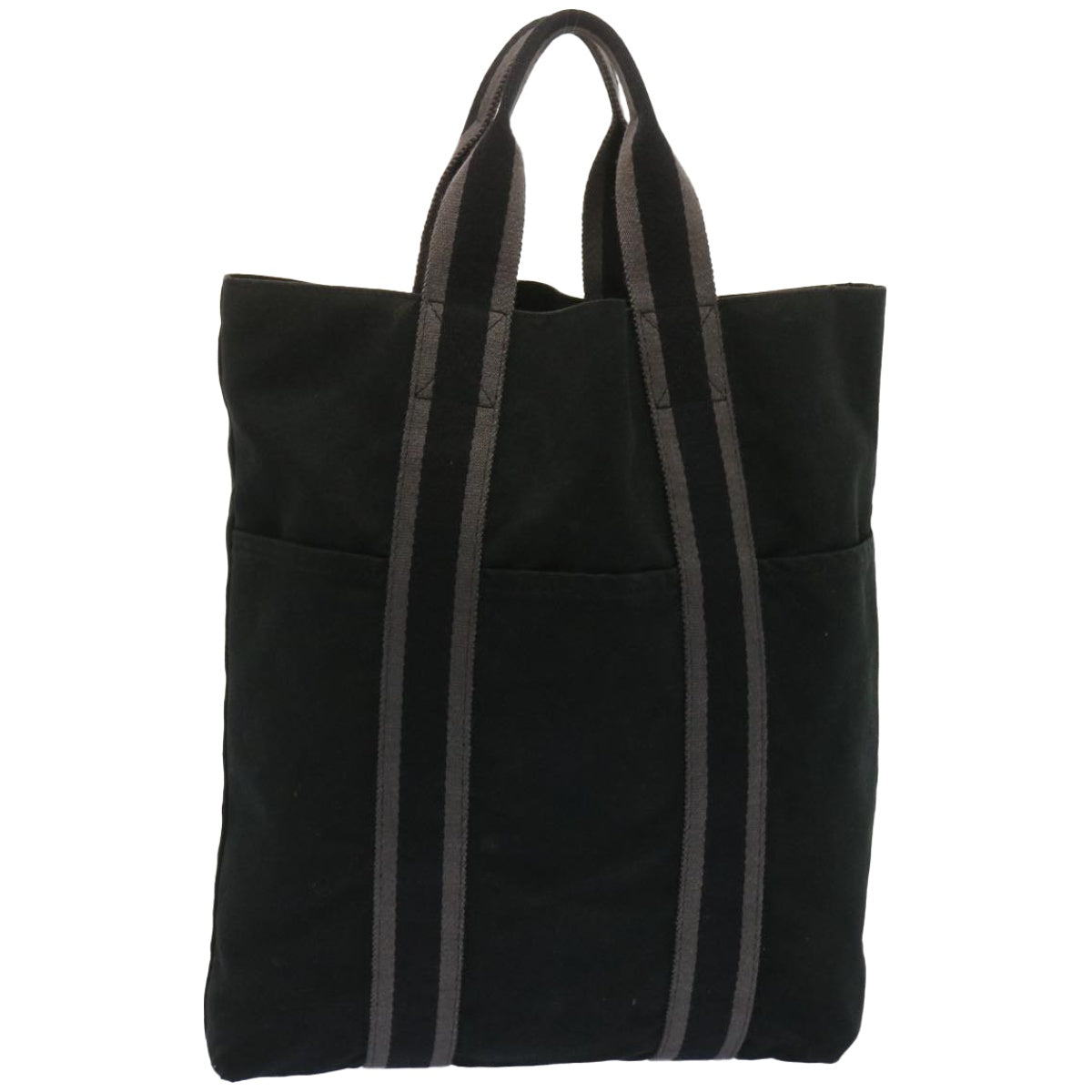 HERMES Fourre Tout Kabas Tote Bag Canvas Black Auth 67376