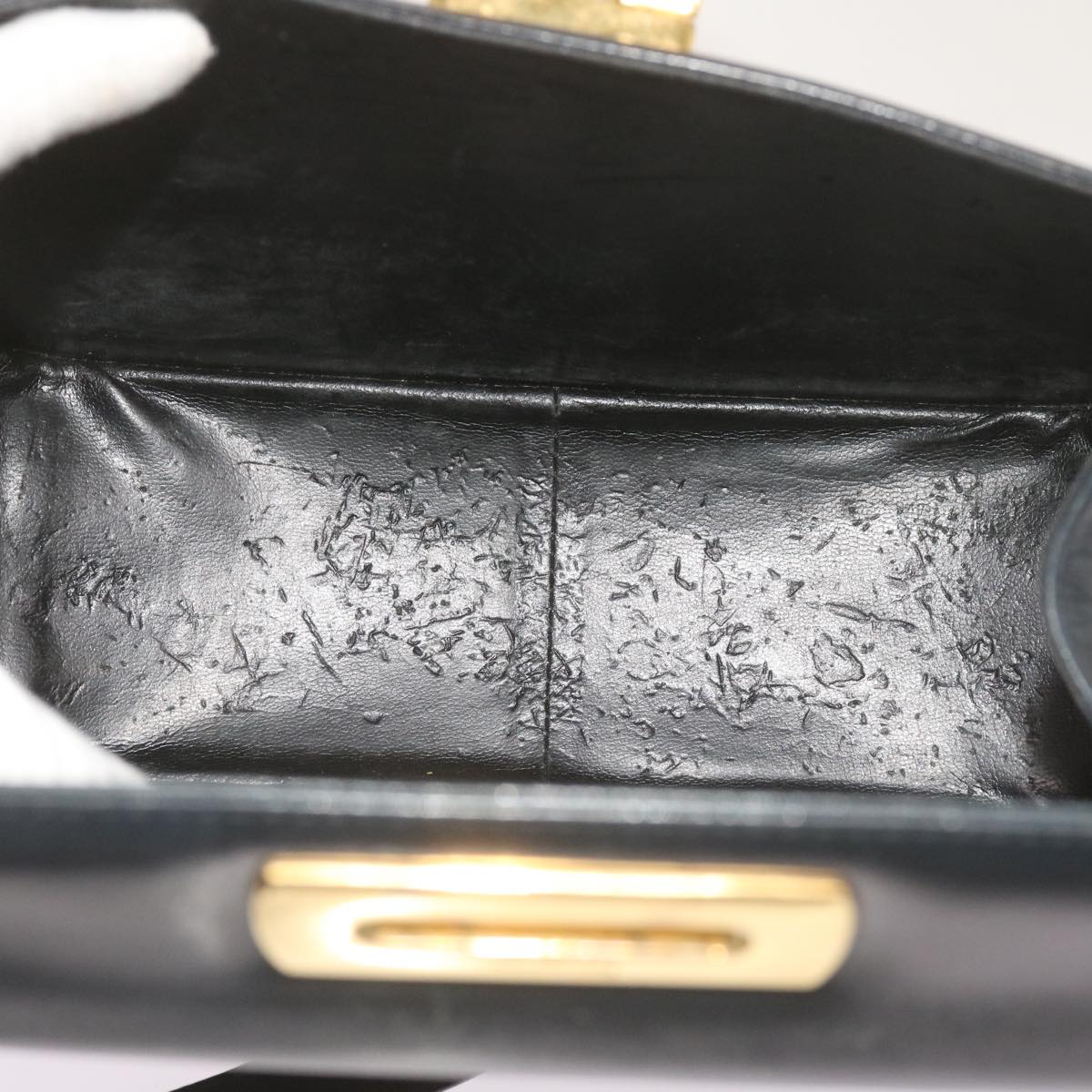 Salvatore Ferragamo Gancini Shoulder Bag Leather Black Auth 67390