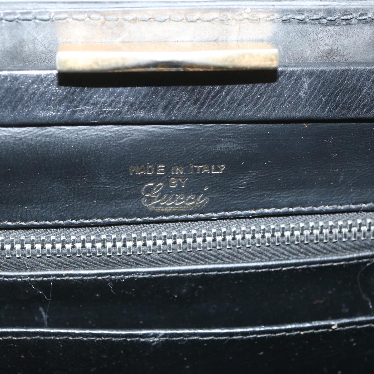 GUCCI Hand Bag Leather Black Auth 67395