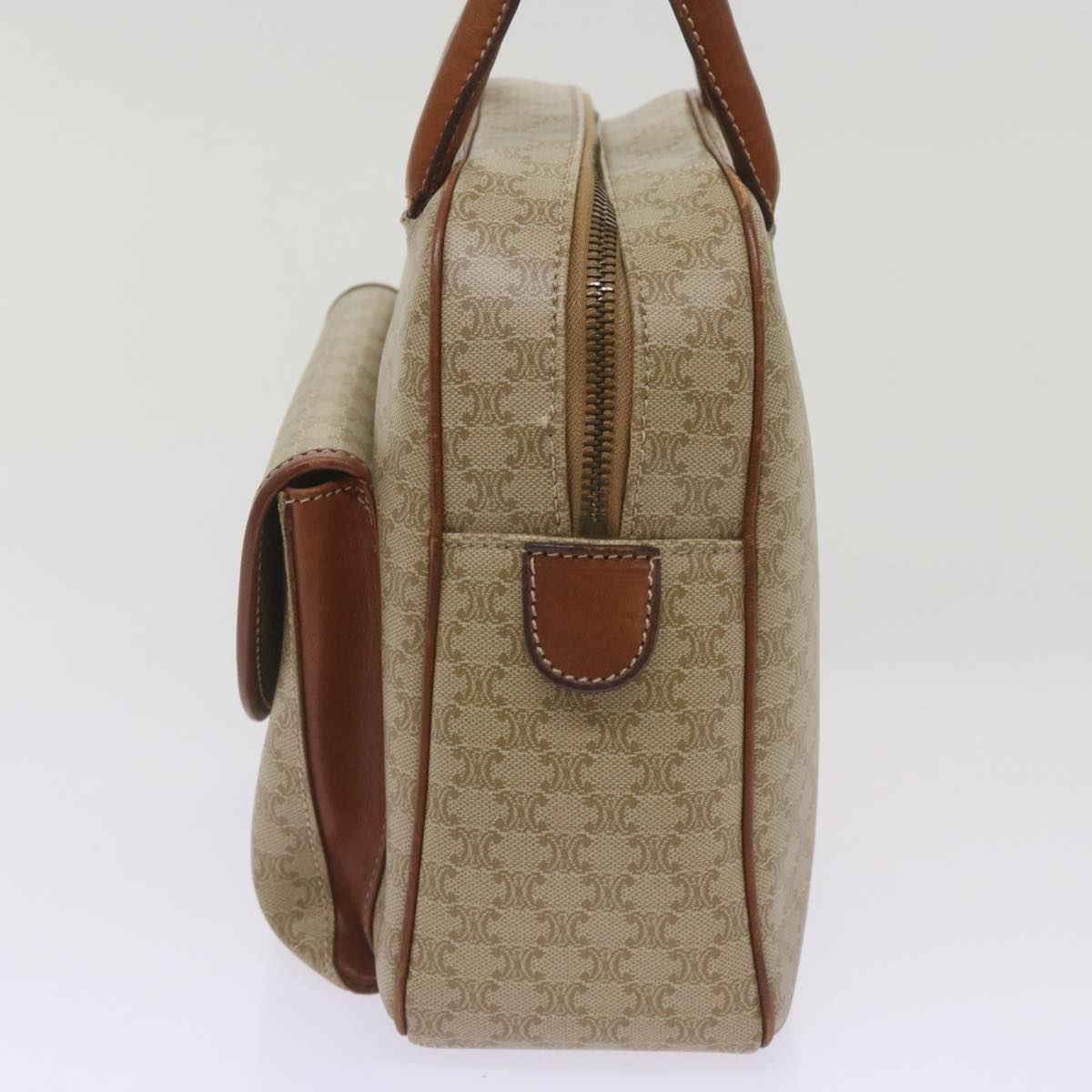 CELINE Macadam Canvas Hand Bag Beige Auth 67396