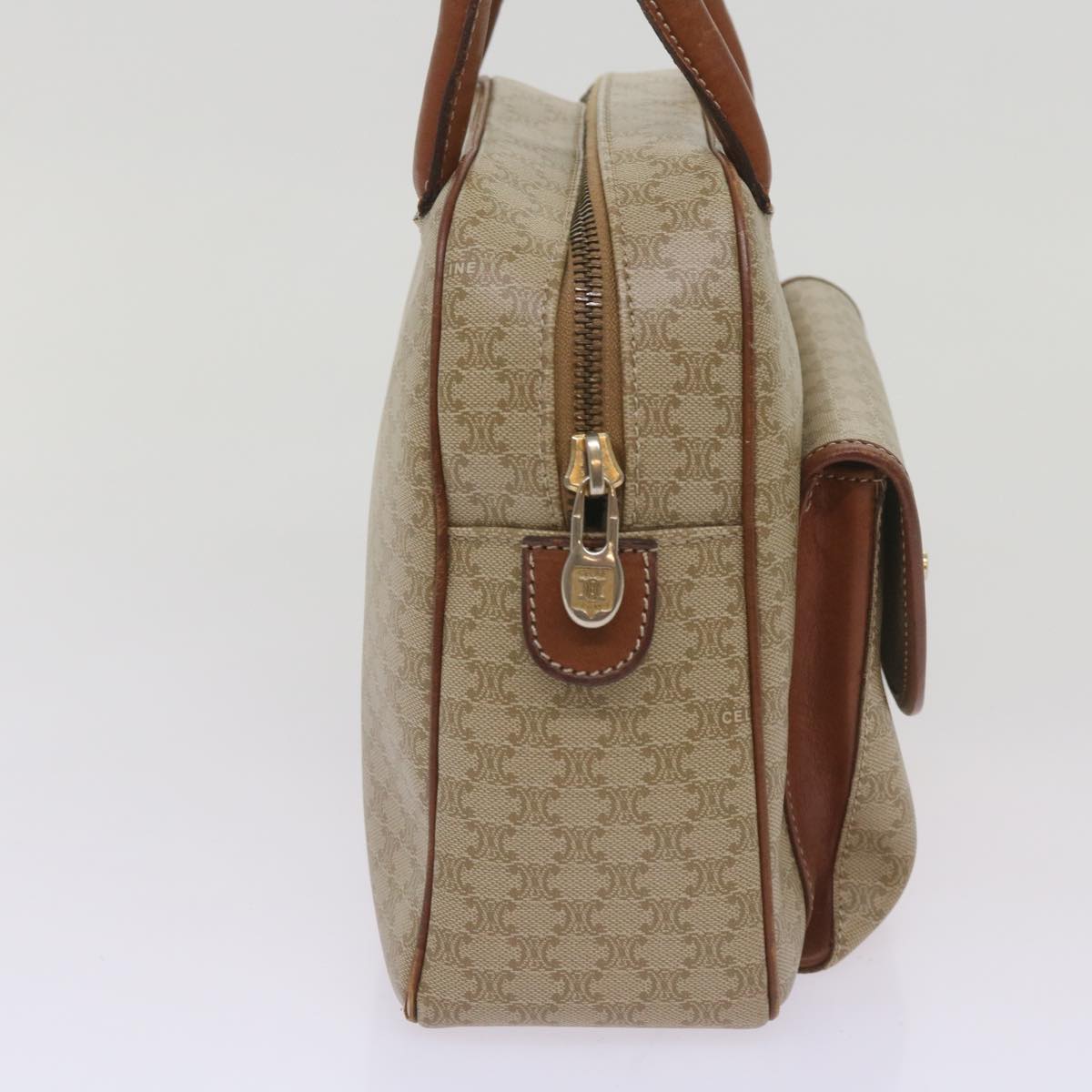 CELINE Macadam Canvas Hand Bag Beige Auth 67396