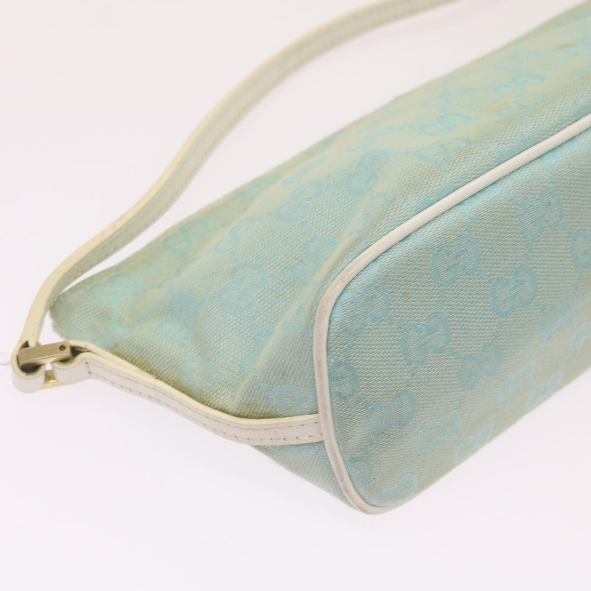 GUCCI GG Canvas Accessory Pouch Light Blue White 039 1103 Auth 67400