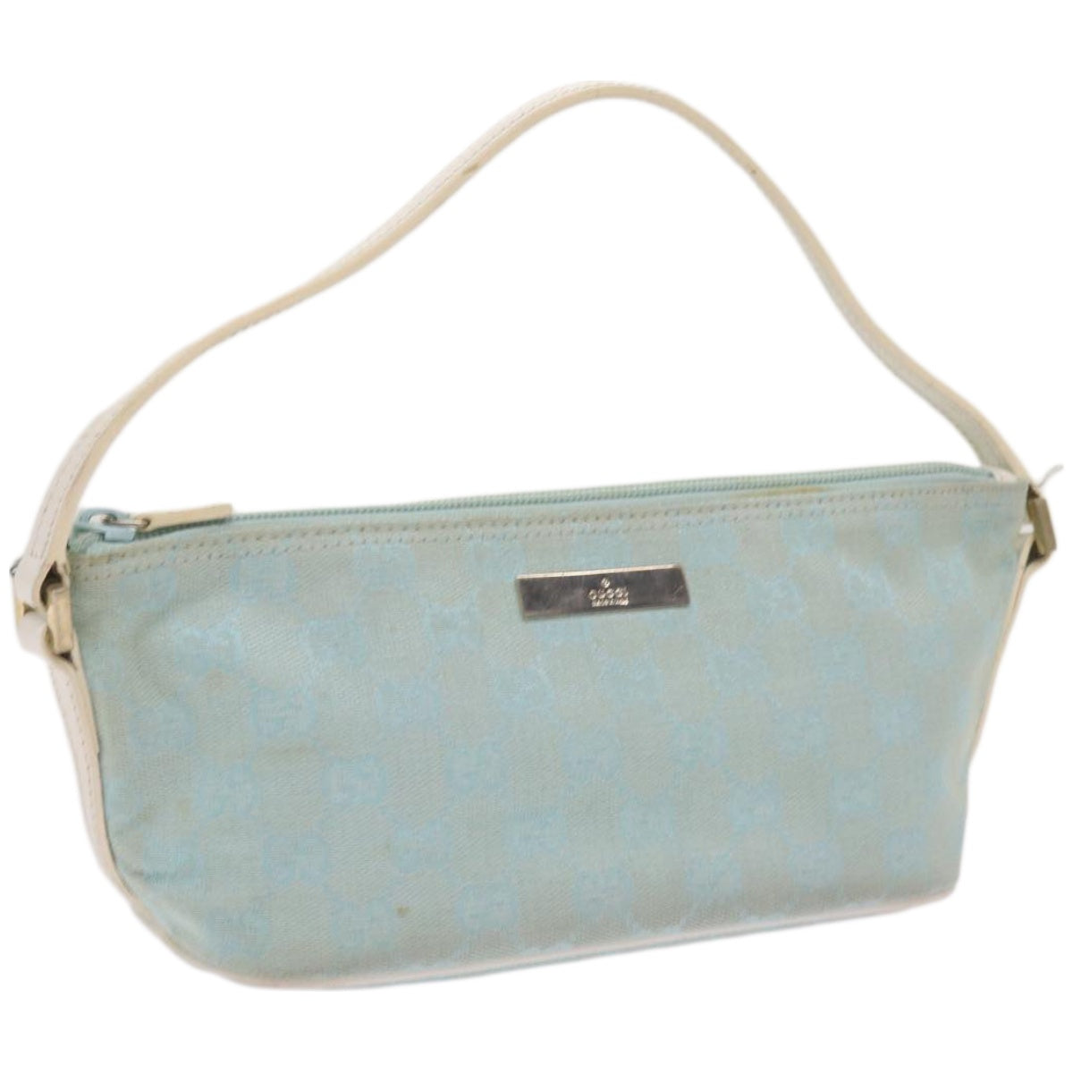 GUCCI GG Canvas Accessory Pouch Light Blue White 039 1103 Auth 67400