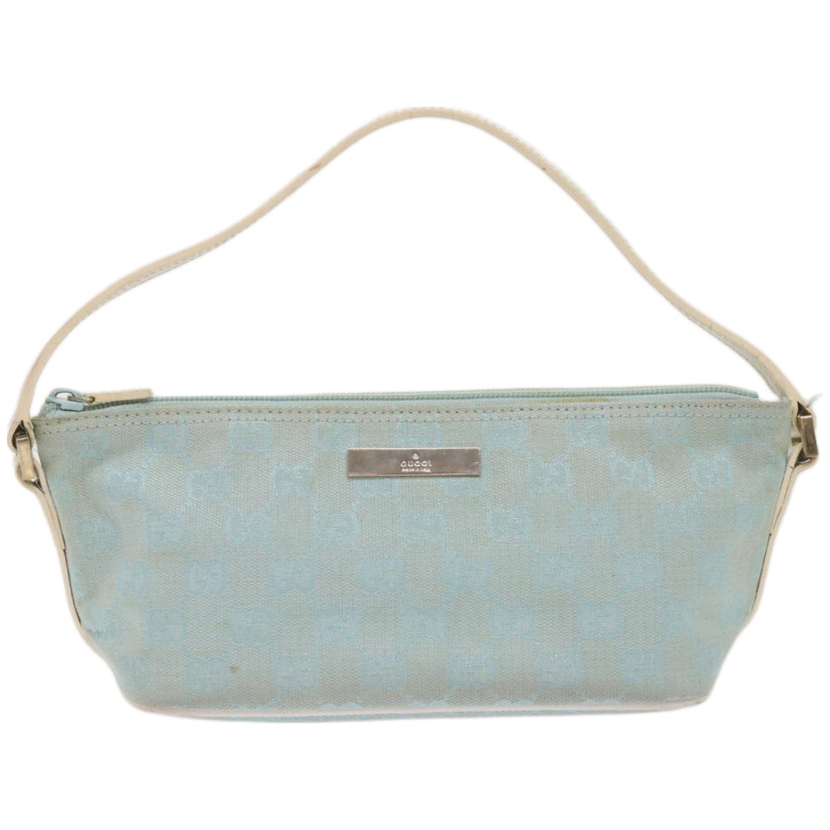 GUCCI GG Canvas Accessory Pouch Light Blue White 039 1103 Auth 67400