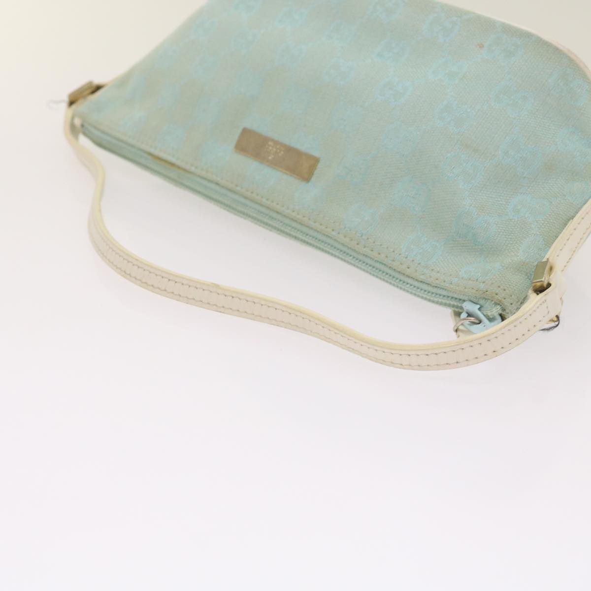 GUCCI GG Canvas Accessory Pouch Light Blue White 039 1103 Auth 67400