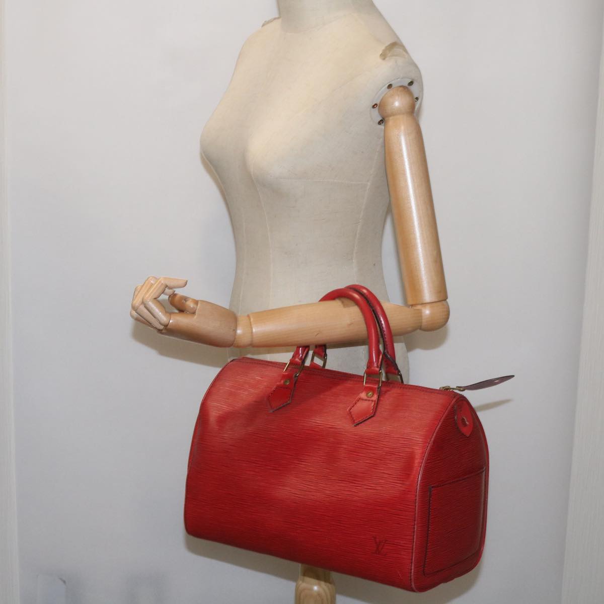 LOUIS VUITTON Epi Speedy 30 Hand Bag Castilian Red M43007 LV Auth 67403