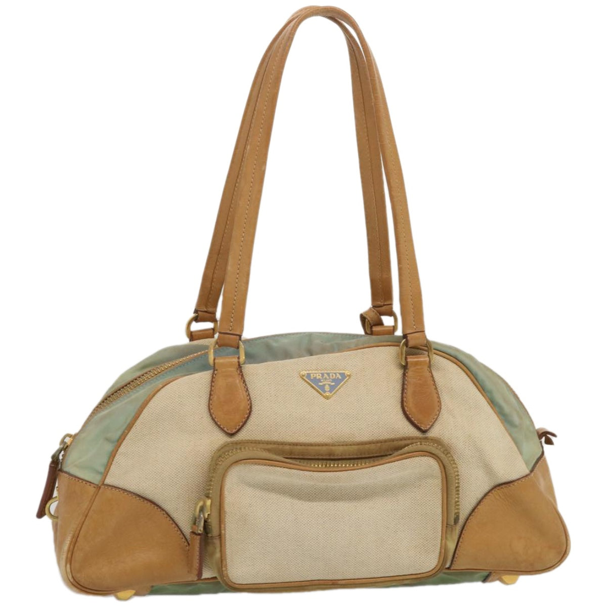 PRADA Hand Bag Canvas Beige Auth 67412