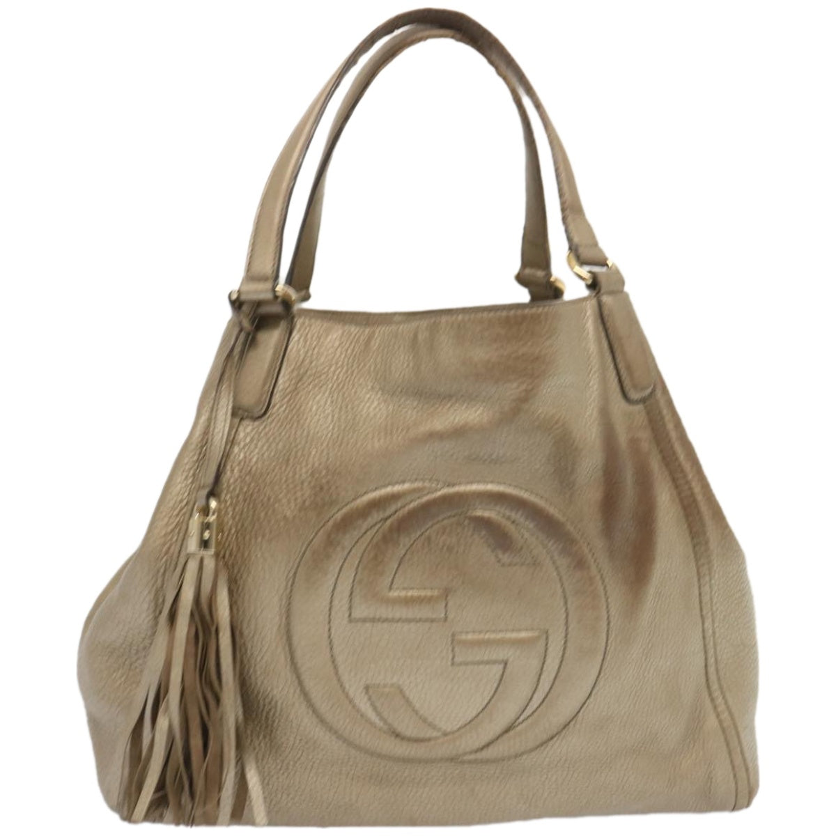 GUCCI Soho Tote Bag Leather Gold 282309 Auth 67413