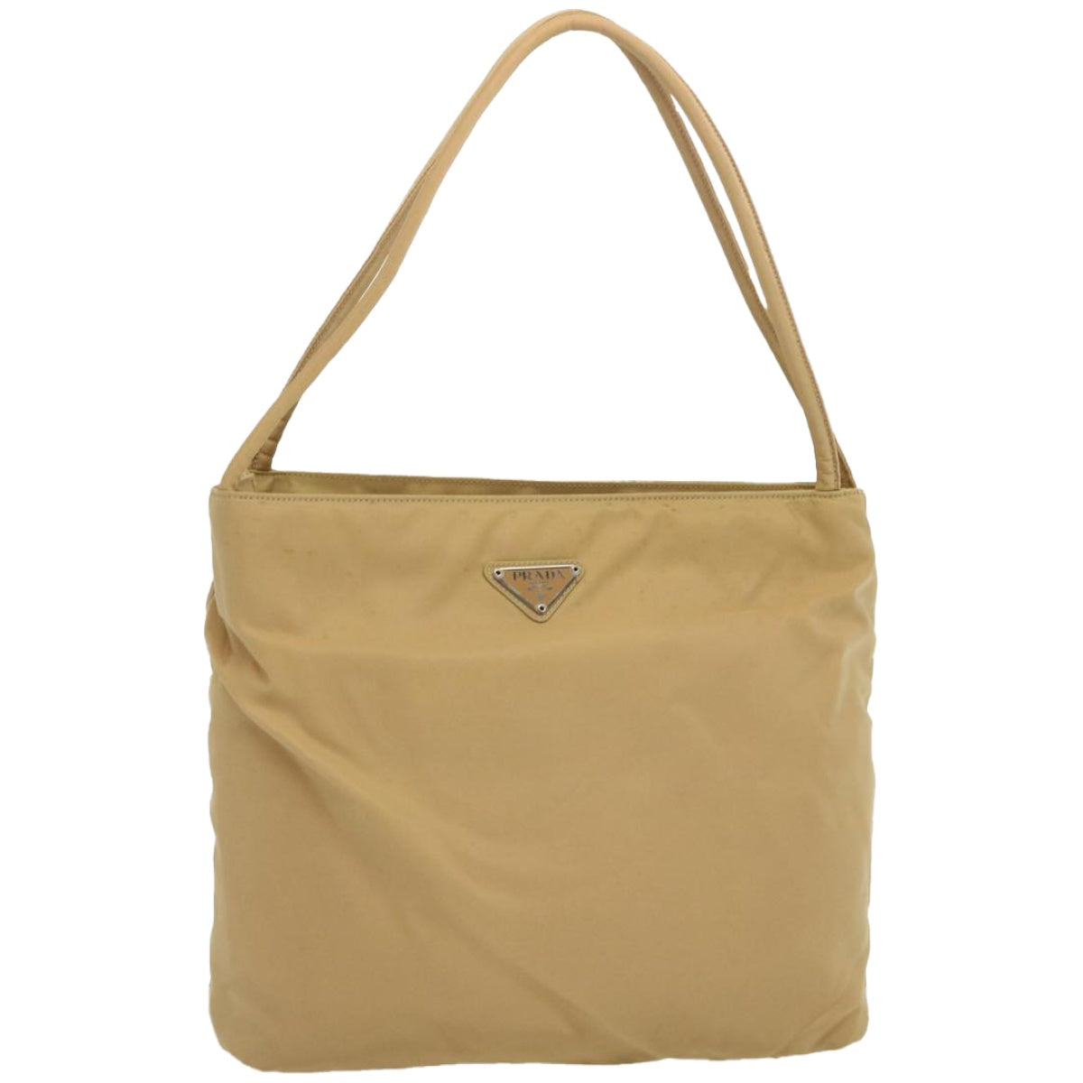 PRADA Tote Bag Nylon Beige Auth 67415