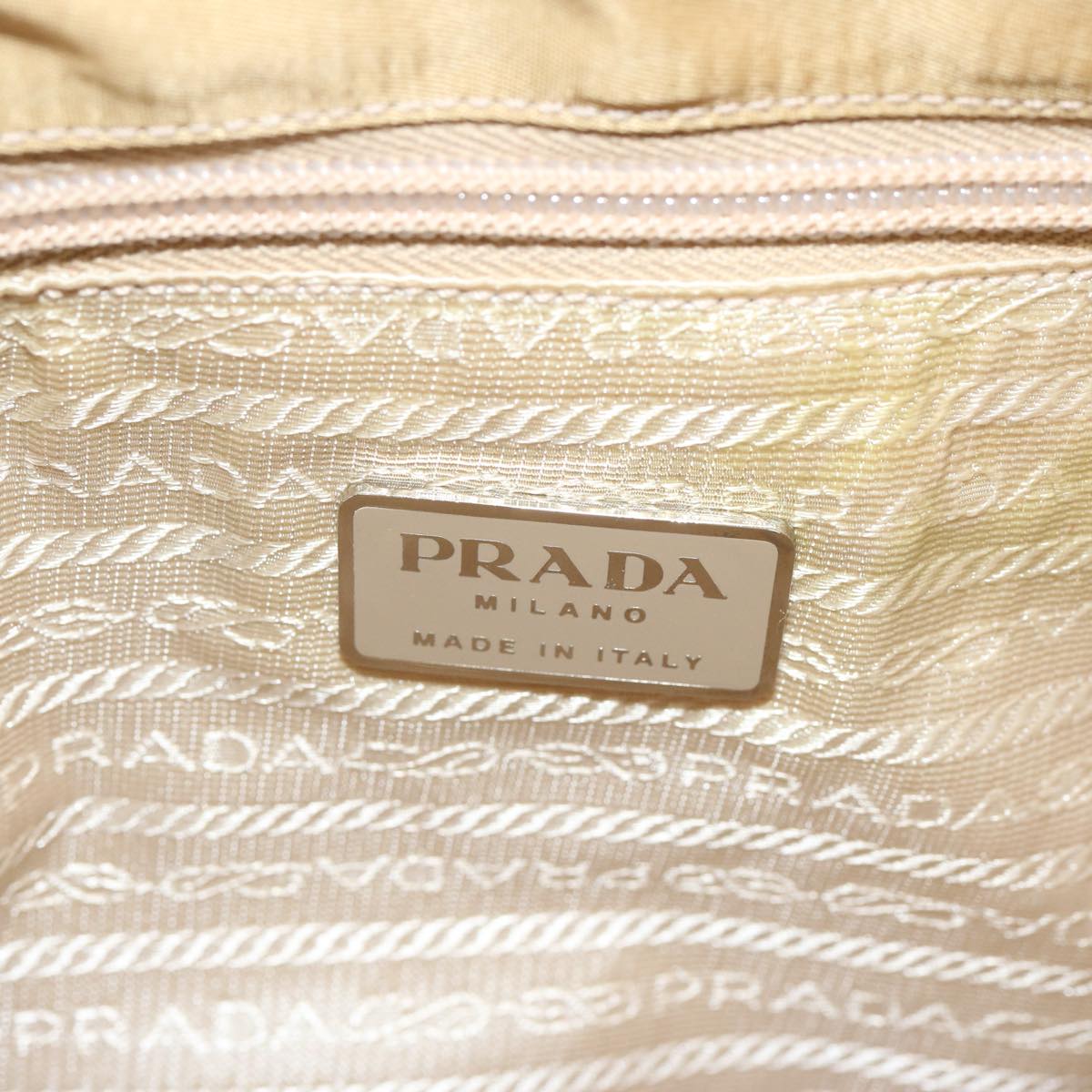 PRADA Tote Bag Nylon Beige Auth 67415