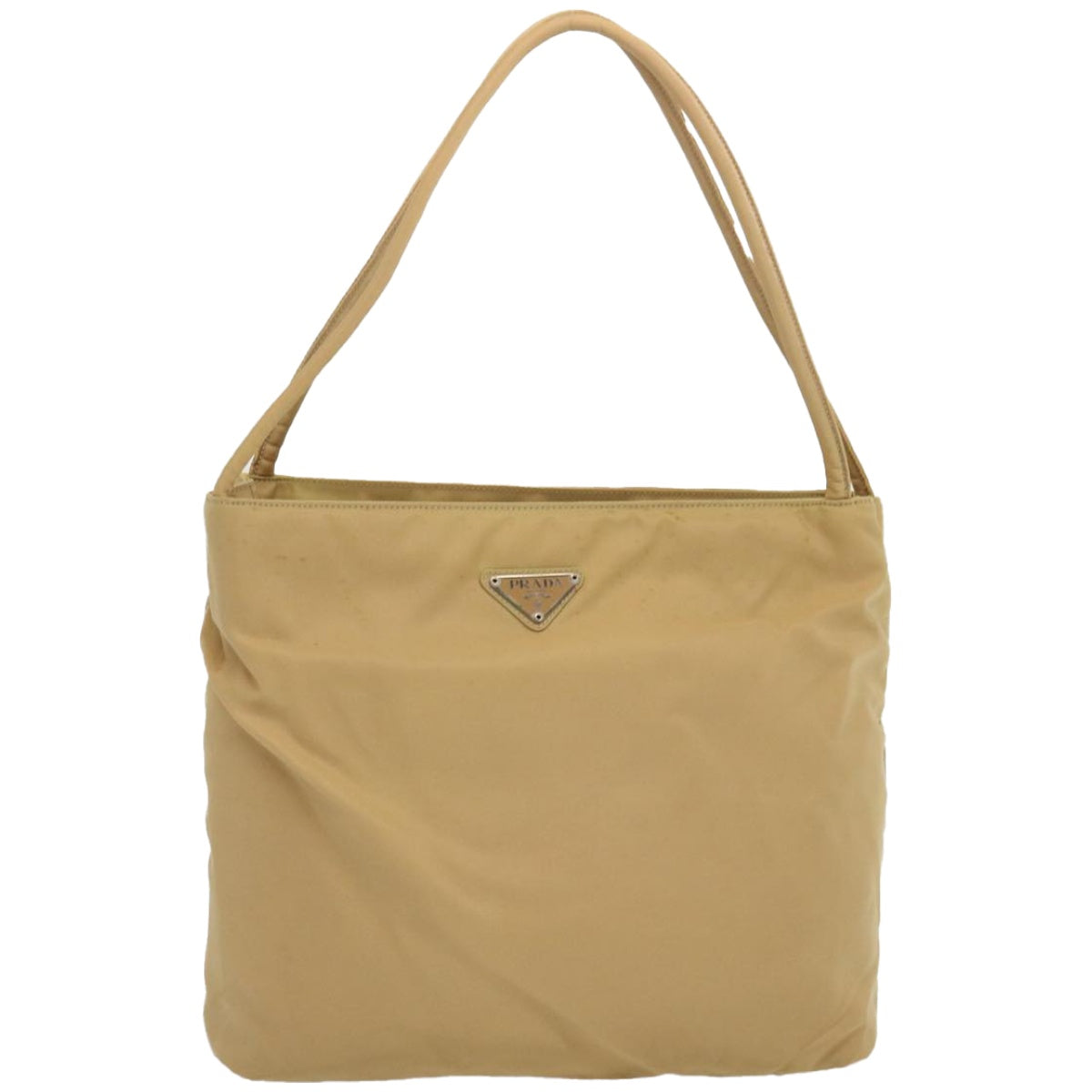 PRADA Tote Bag Nylon Beige Auth 67415