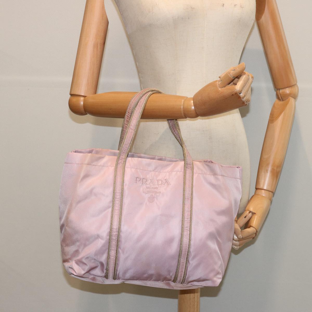 PRADA Hand Bag Nylon Pink Auth 67416