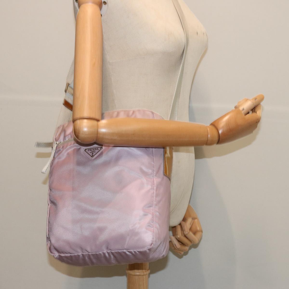 PRADA Shoulder Bag Nylon Pink Auth 67417