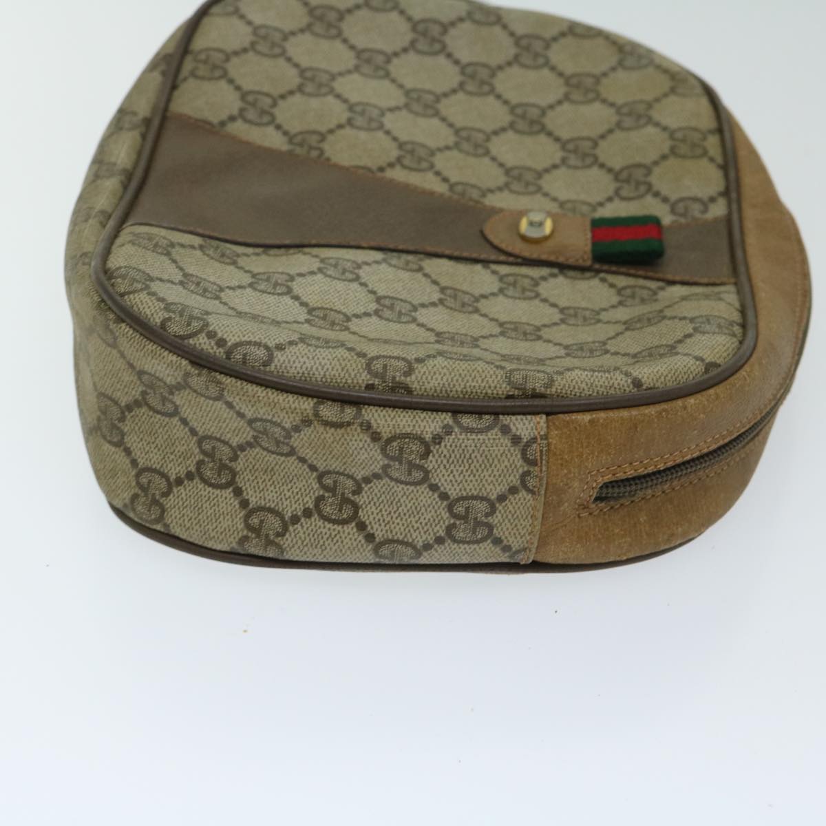 GUCCI GG Supreme Web Sherry Line Clutch Bag Beige Red Green 89 01 034 Auth 67426