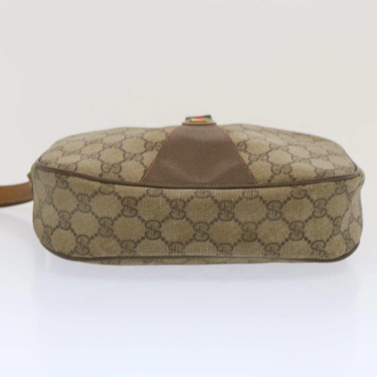 GUCCI GG Supreme Web Sherry Line Clutch Bag Beige Red Green 89 01 034 Auth 67426