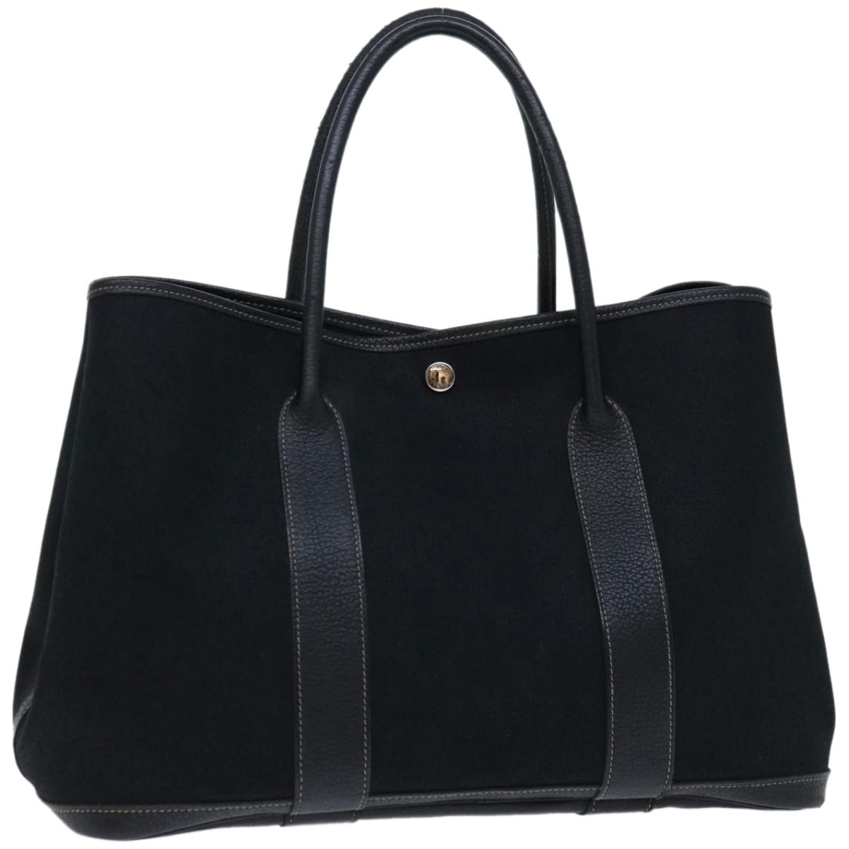 HERMES Garden Party PM Hand Bag Canvas Black Auth 67429