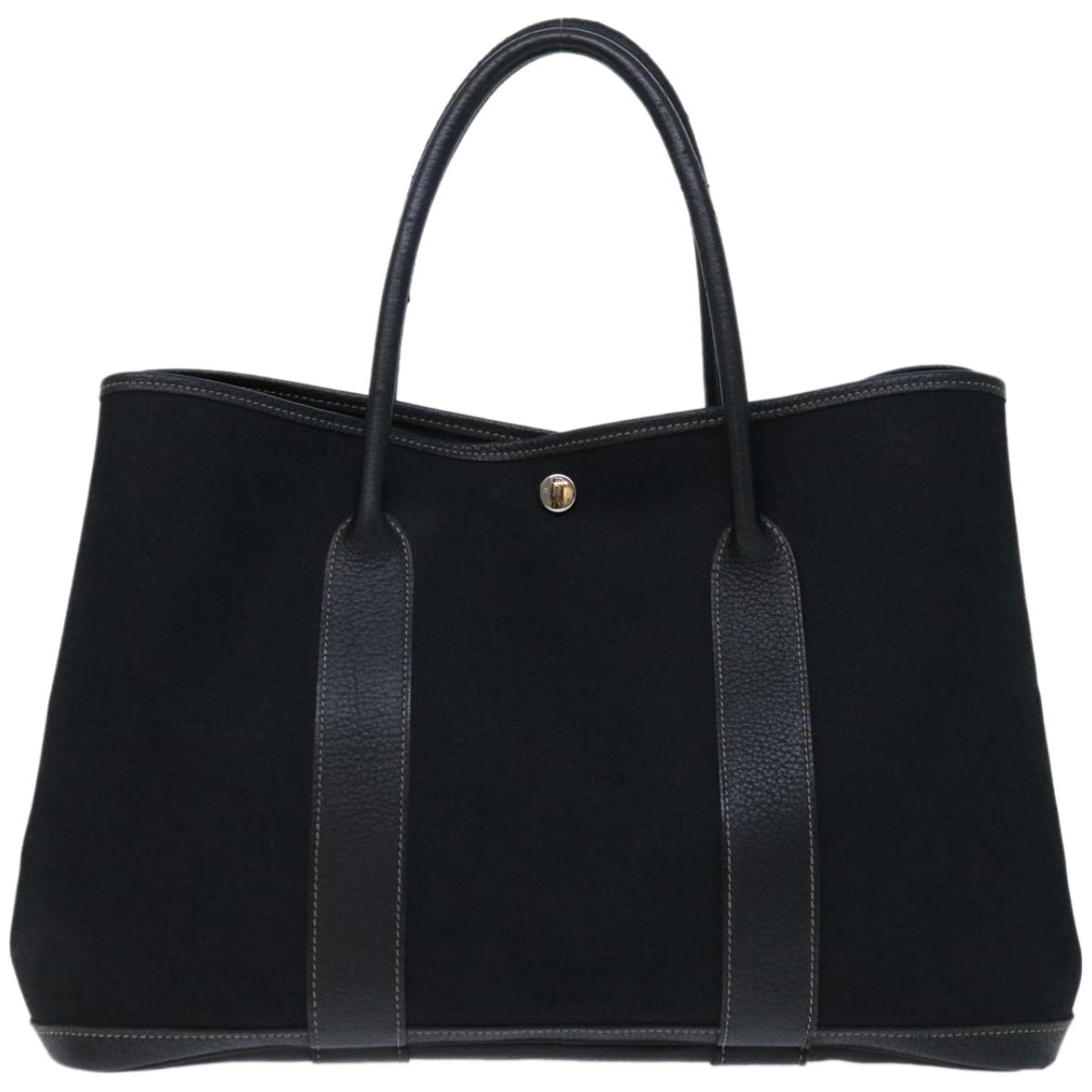 HERMES Garden Party PM Hand Bag Canvas Black Auth 67429