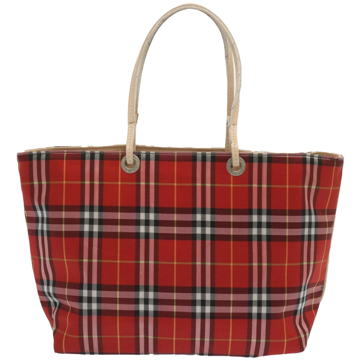 BURBERRY Nova Check Hand Bag Nylon Red Auth 67441