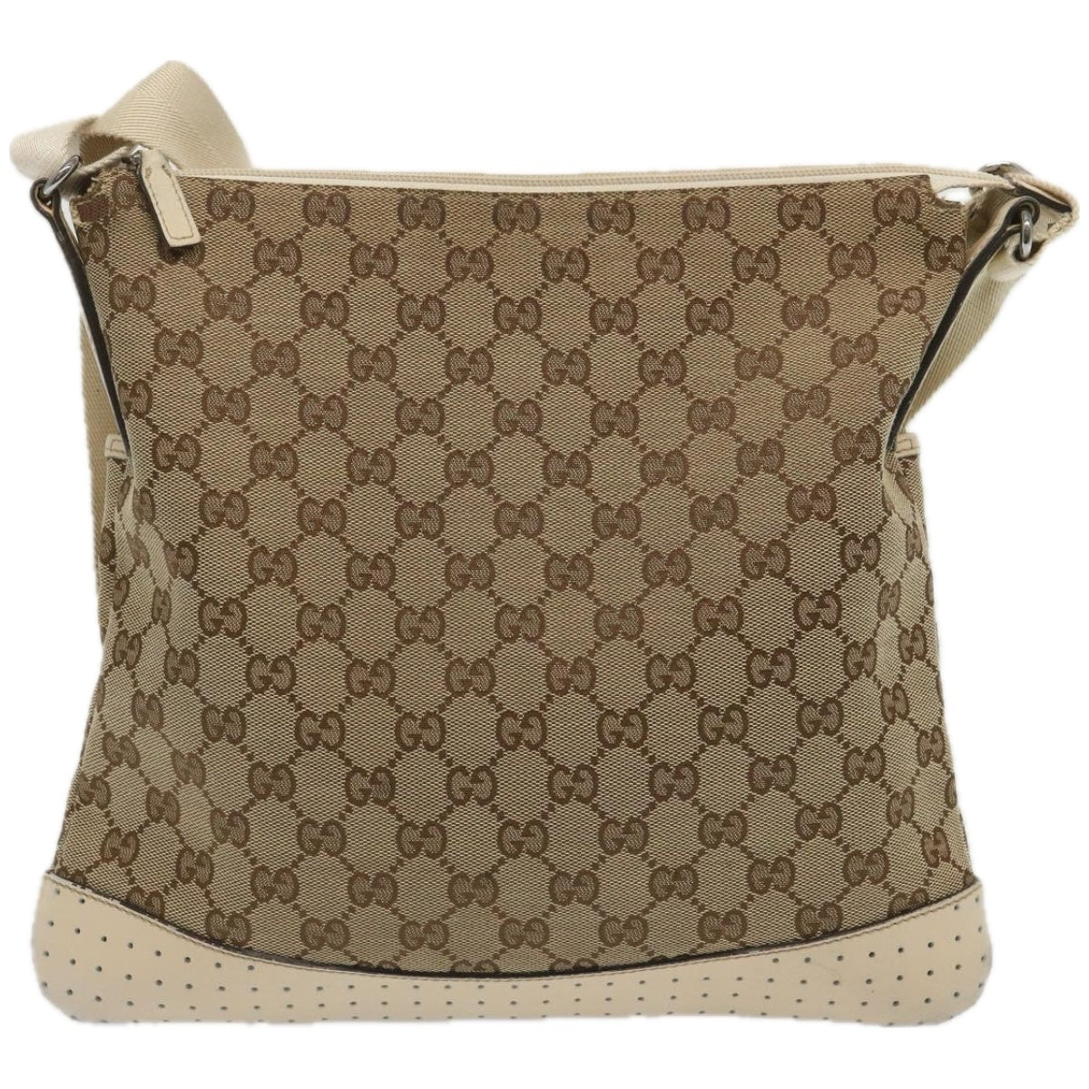 GUCCI GG Canvas Shoulder Bag Beige 145857 Auth 67450