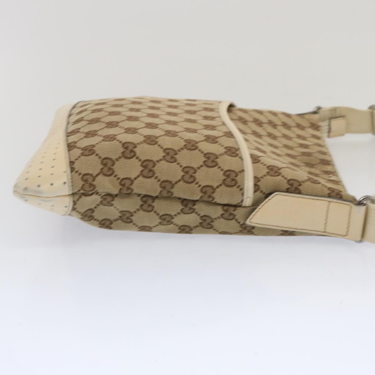 GUCCI GG Canvas Shoulder Bag Beige 145857 Auth 67450