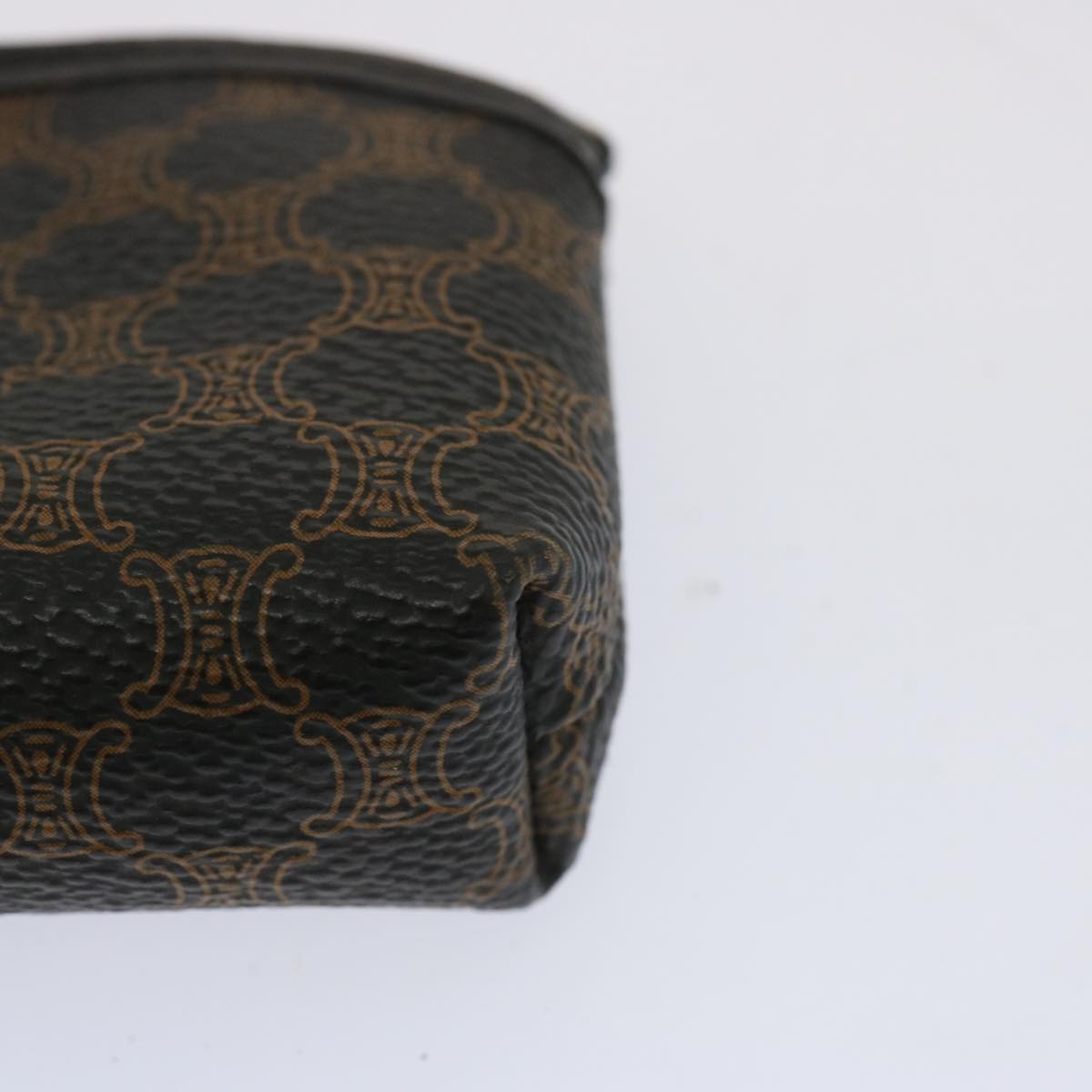 CELINE Macadam Canvas Coin Purse PVC Leather Black Auth 67451