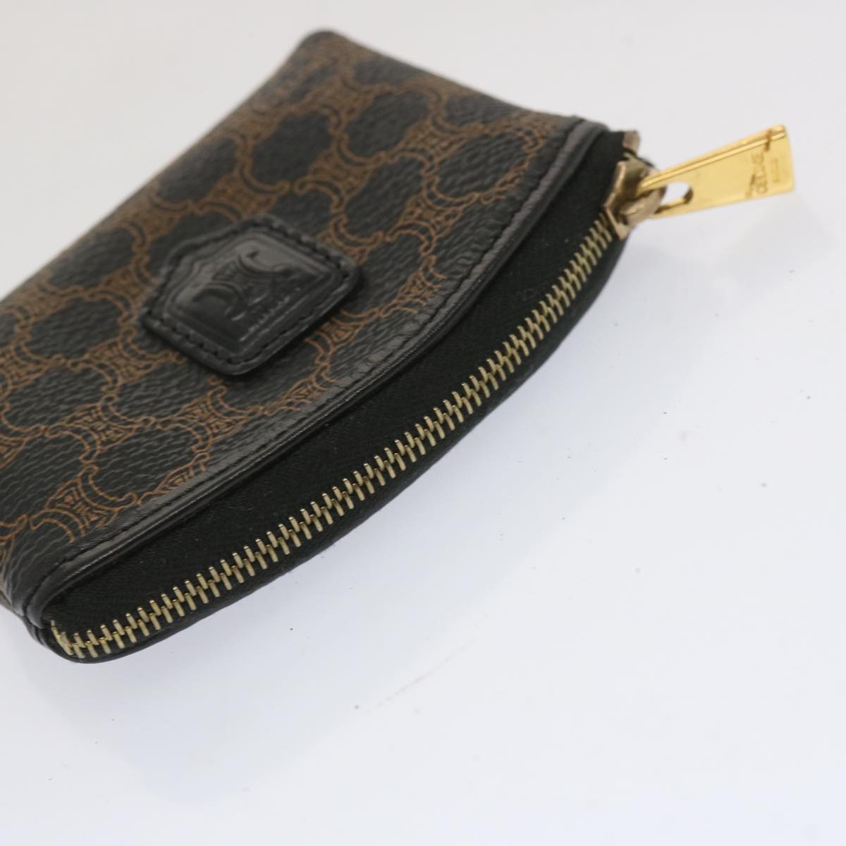 CELINE Macadam Canvas Coin Purse PVC Leather Black Auth 67451