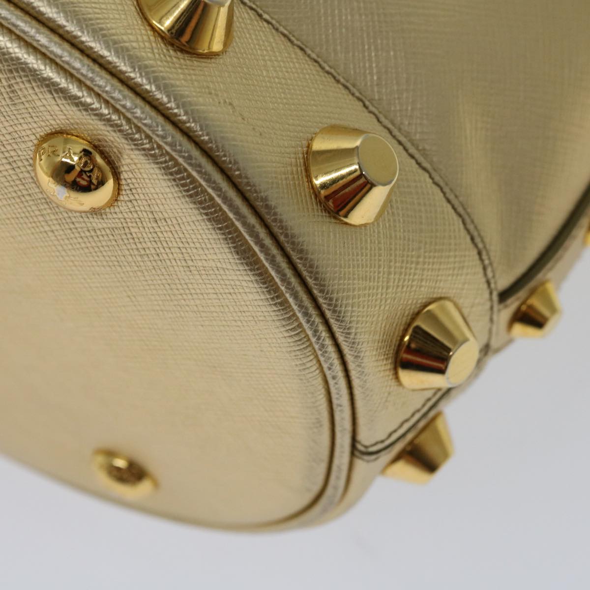 PRADA Hand Bag Safiano leather 2way Gold Auth 67465A