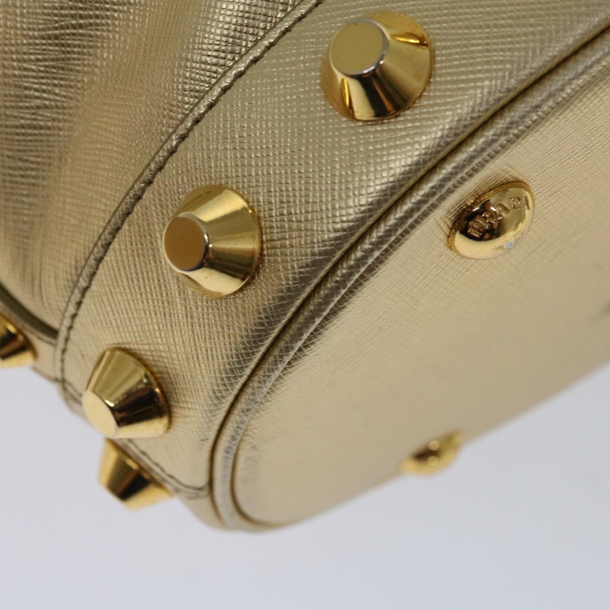 PRADA Hand Bag Safiano leather 2way Gold Auth 67465A