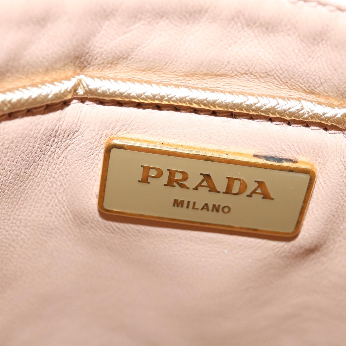 PRADA Hand Bag Safiano leather 2way Gold Auth 67465A