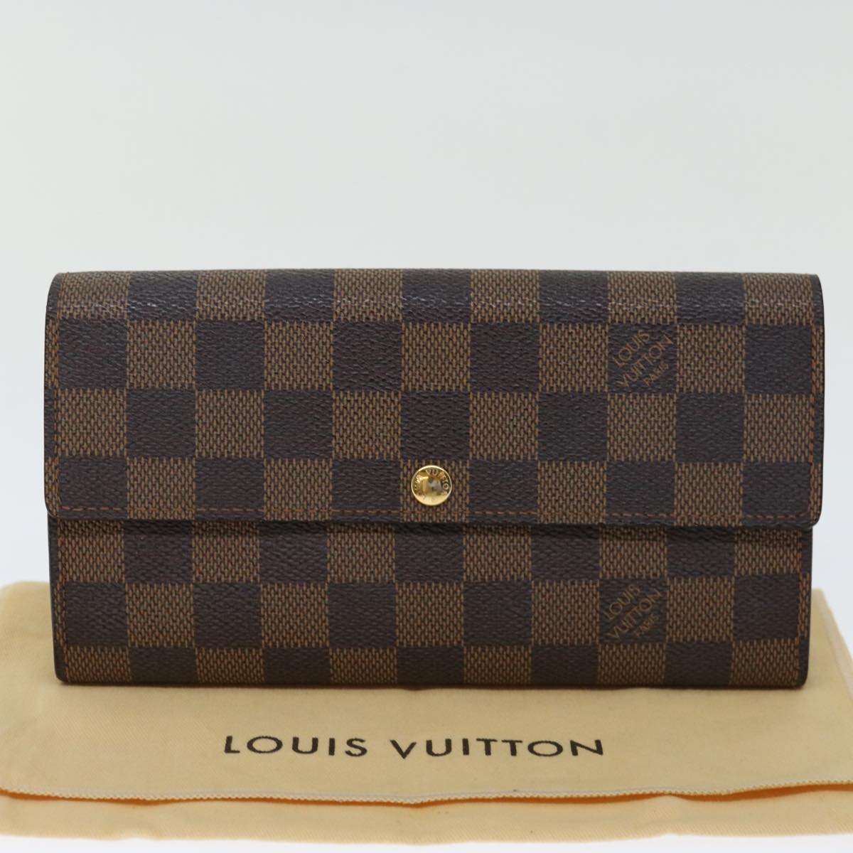 LOUIS VUITTON Damier Ebene Portefeuille Sarah Long Wallet N61734 LV Auth 67501