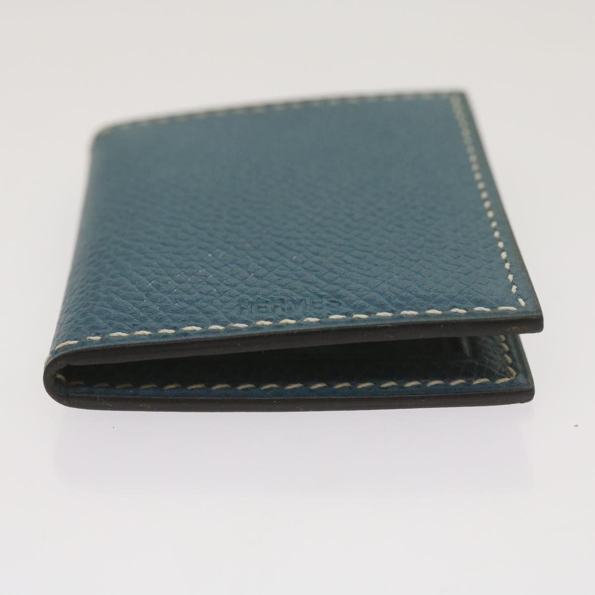 HERMES Mini Photo Case Photo Frame Leather Blue Talasa Auth 67515