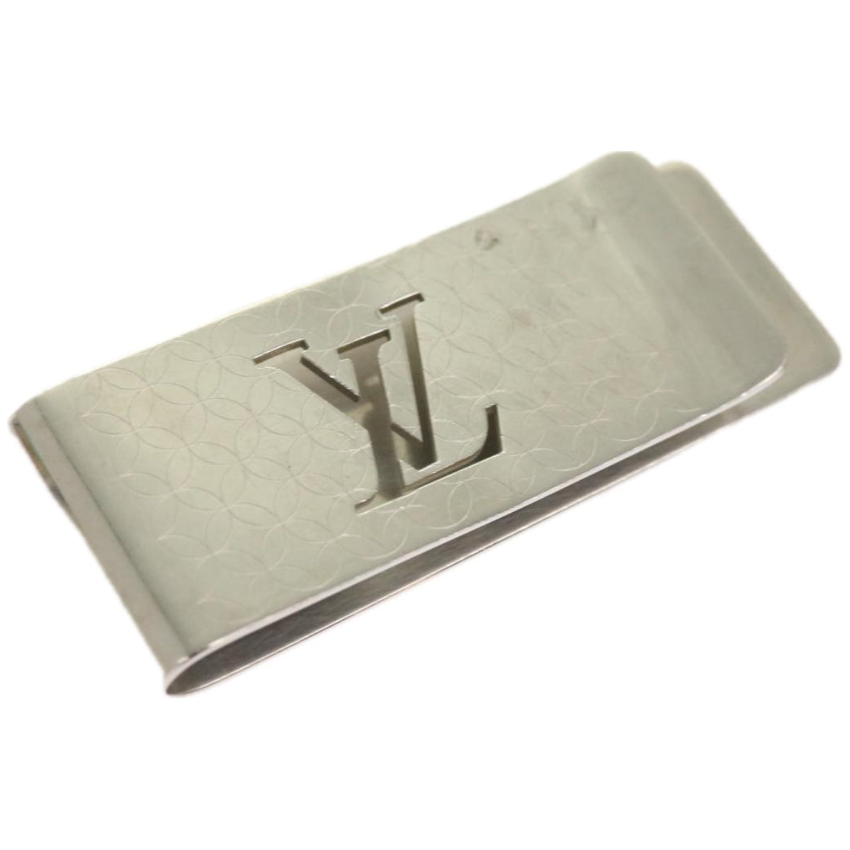 LOUIS VUITTON Pance Billets Champs Elysees Money Clip Silver M65041 Auth 67522