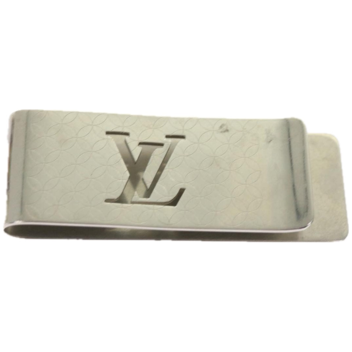 LOUIS VUITTON Pance Billets Champs Elysees Money Clip Silver M65041 Auth 67522