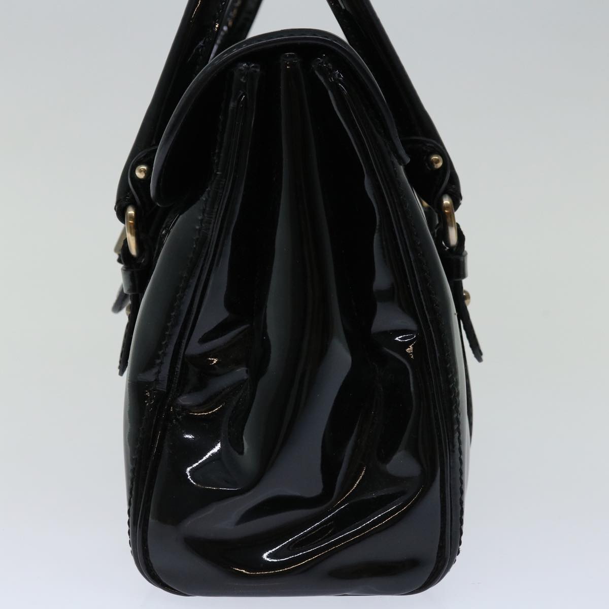 Salvatore Ferragamo Shoulder Bag Enamel Black Auth 67534