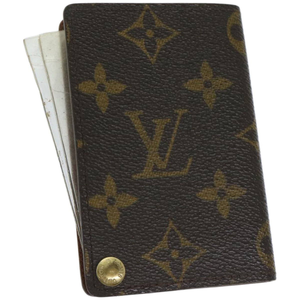 LOUIS VUITTON Monogram Porte Cartes Credit Pression Card Case M60937 Auth 67543