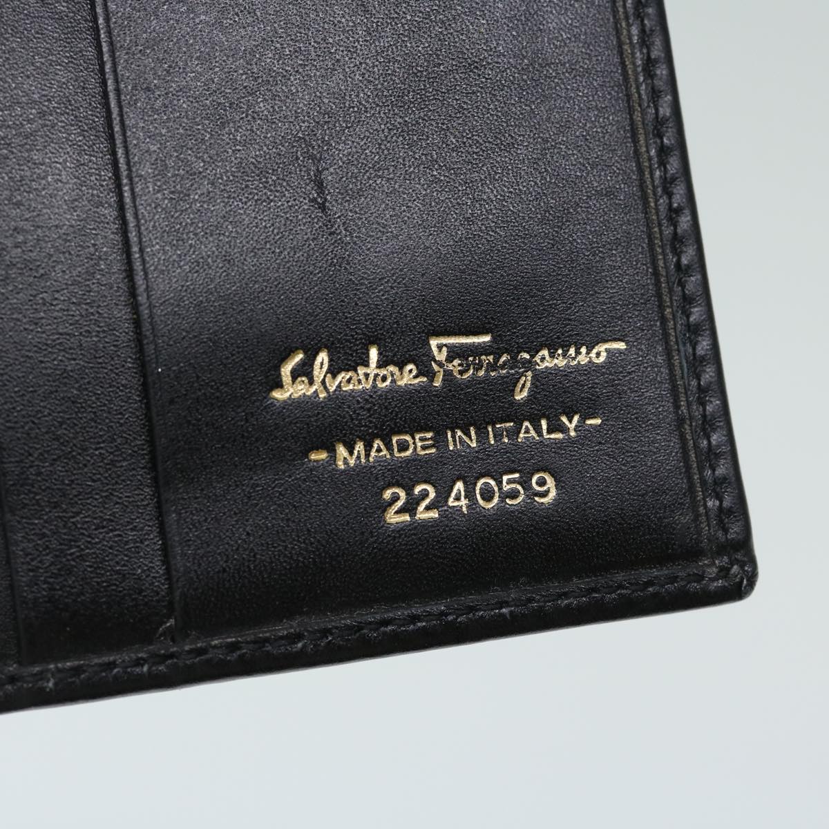 Salvatore Ferragamo Gancini Wallet Leather Black Auth 67544