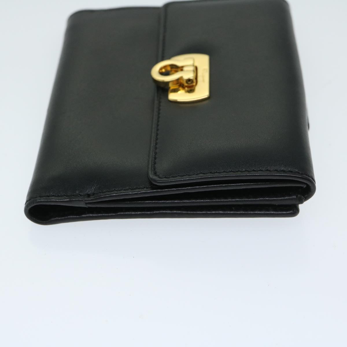 Salvatore Ferragamo Gancini Wallet Leather Black Auth 67544